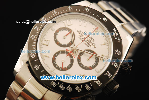 Rolex Daytona Chronograph Swiss Valjoux 7750 Automatic Movement Steel Case with Arabic Numerals and Black Bezel-Steel Strap - Click Image to Close